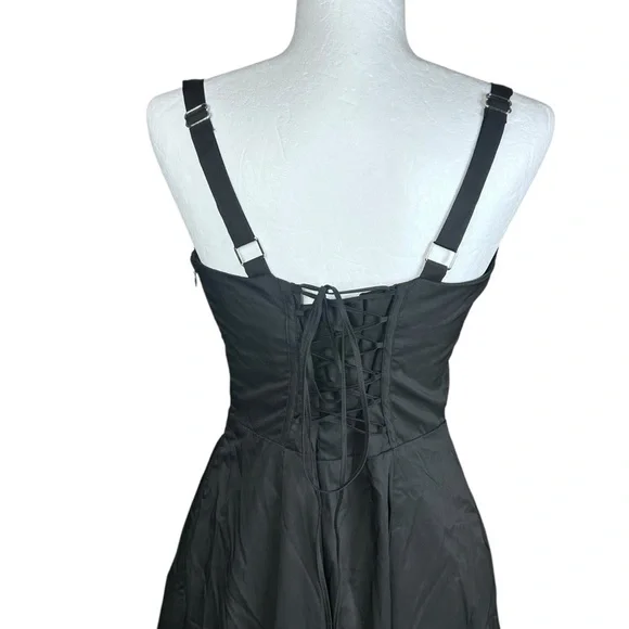 NEW Freemarket Corset Midi Dress L Taffeta Dark Romantic Whimsigoth Milkmaid - Picture 8 of 13